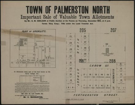 Plan of sale of town allotments