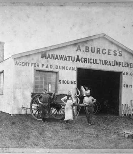 Adam Burges's Manawatu Agricultural Implement Works, corner of Rangitikei Street and Queen Streets