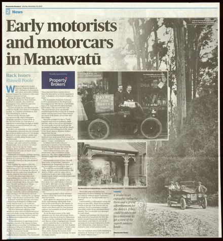 Back Issues:  Early motorists and motorcars in Manawatū