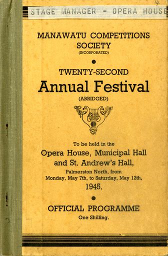 Manawatū Competitions Society, Official Programme, Twenty-Second Annual Festival