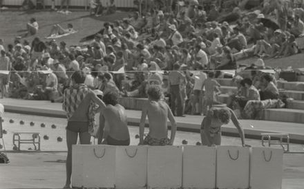 Swimmers and spectators at the Lido Pool