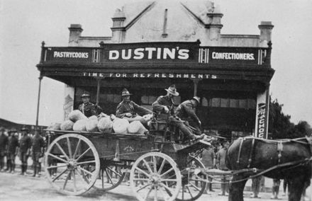 Soldiers on horse and gig, Main Street west