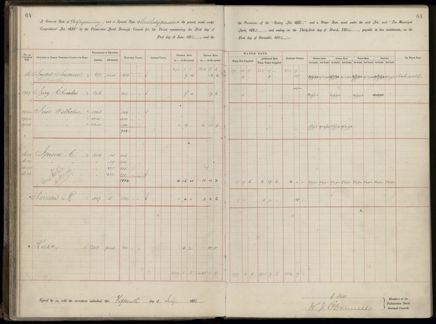 Palmerston North Rate Book, 1893 - 1896, 69