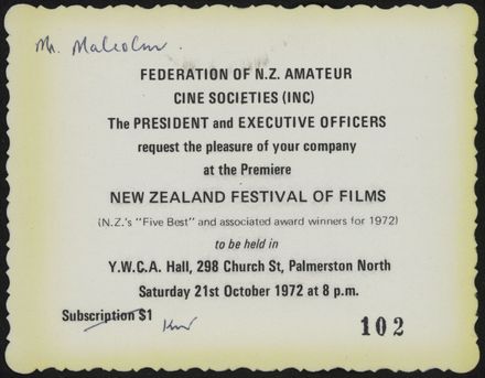 New Zealand Festival of Films Invitation - Resource cover image