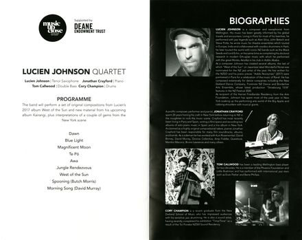 Programme - Lucien Johnson Quartet, Whanganui Opera House - 2