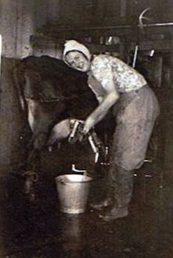 Lorna Parker in the cowshed