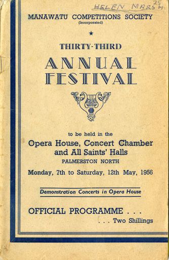 Manawatū Competitions Society, Offical Programme, Thirty-Third Annual Festival