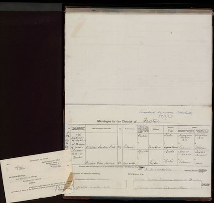 Marriage register 1909- 1927