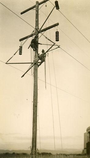 Workman Repairing Power Line - Mangahao Electric Power Scheme