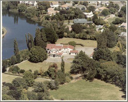 Aerial view of Caccia Birch House