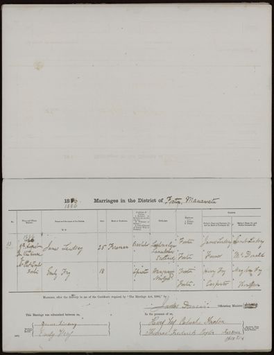 Marriage register 1880 - 1894