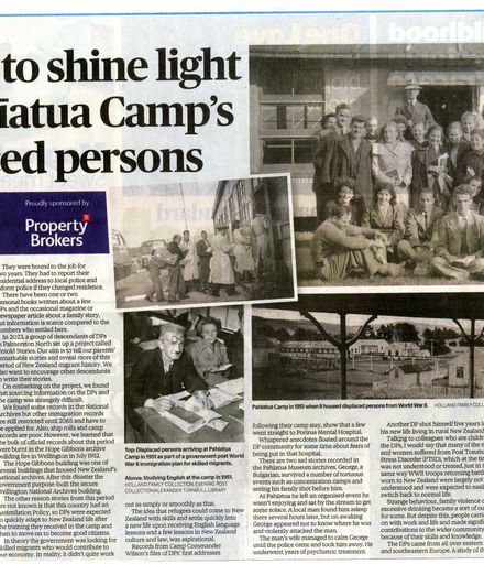 Back Issues: Stories to shine light on Pahīatua Camp's displaced persons