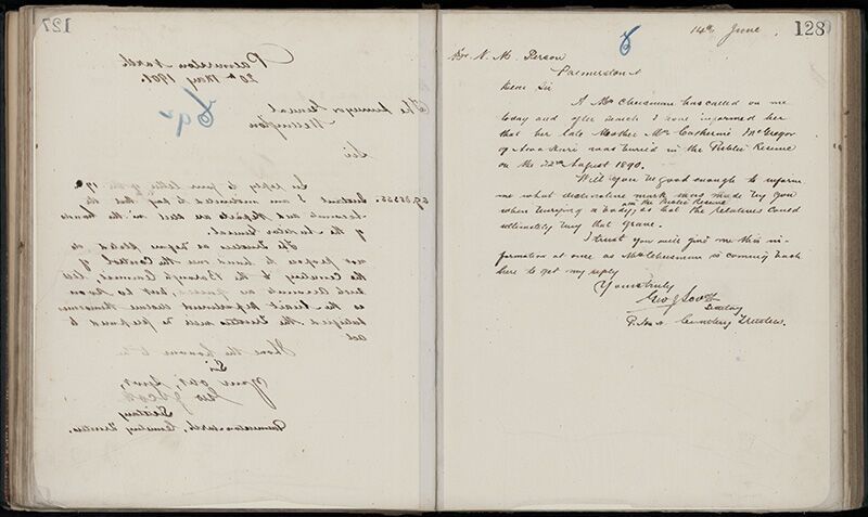 Outwards Correspondence of the Palmerston North Cemetery Trustees, 1898 -1902 155