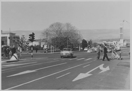 Pedestrians Crossing on Rangitikei Street Corner