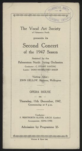 Vocal Art Society concert programme