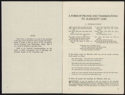 Coronation of King George VI and Queen Elizabeth - Order of Service - 2