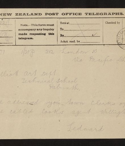 Correspondence regarding design of memorial, PN & Districts Soldiers' Memorial Fund, February 1923 5