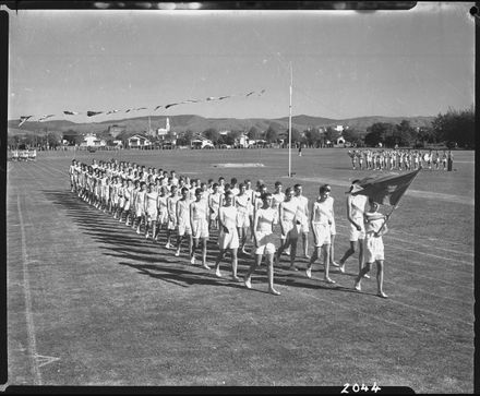Students Marching at the Palmerston North Boys High School Grounds