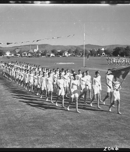 Students Marching at the Palmerston North Boys High School Grounds