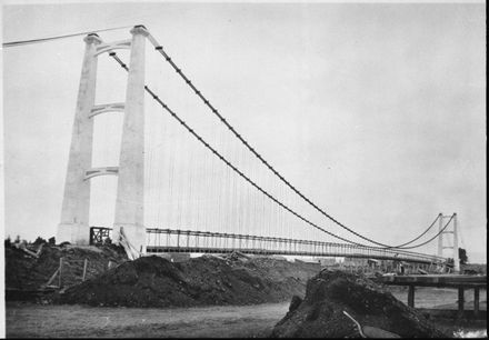 Opiki suspension bridge and the River Flaxmill