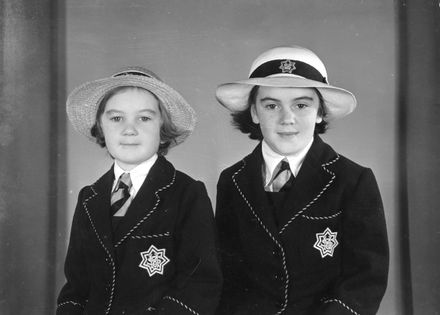 Portrait of Two Girls in School Uniform- Unknown