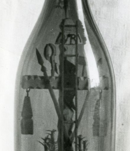 Cross made inside a bottle from Polish soldier