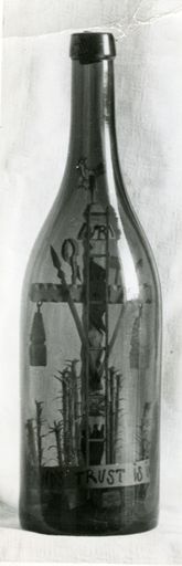 Cross made inside a bottle from Polish soldier