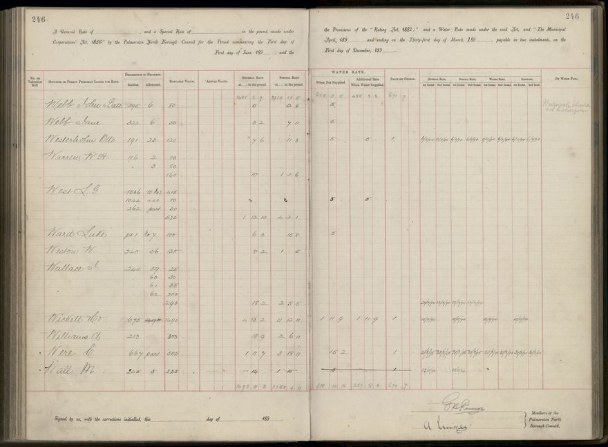 Palmerston North Rate Book, 1893 - 1896, 251