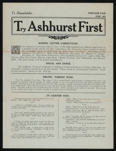'Try Ashhurst First' Newspaper 1