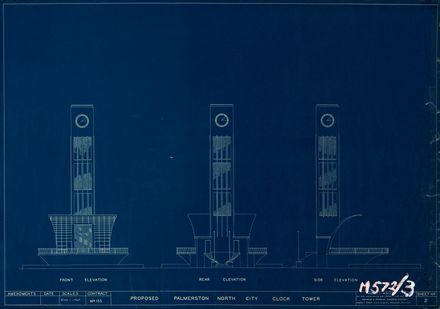 Engineer’s proposed plan of Palmerston North Clock Tower, The Square