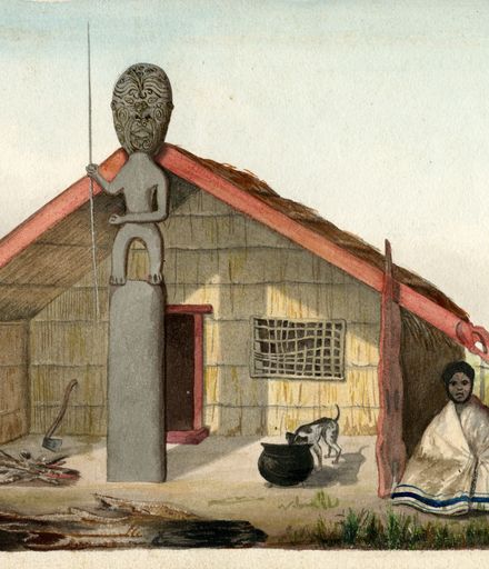 Drawing of Māori meeting house