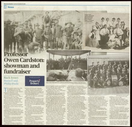Back Issues:  Professor Owen Cardston: showman and fundraiser
