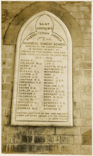 St Andrew's Sunday School Memorial Hall Plaque - Resource cover image