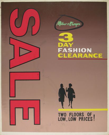 Milne and Choyce advertising poster for a Fashion Clearance Sale