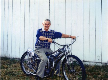 Maury McHugh on his speedway motorcycle
