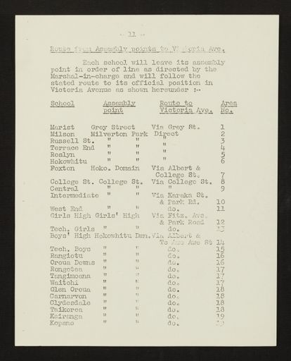 Schedule of Instructions and Details of Assembly for School Children for Royal Visit, 1954 12