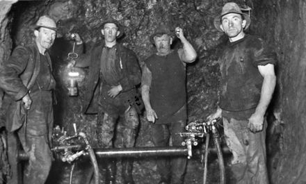 Workers in Arapeti Dam, No 2 Tunnel, Mangahao Electric Power Scheme