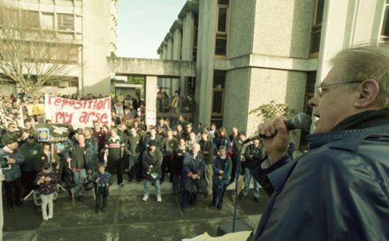 "Students out in force to protest"