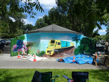 Mural at Victoria Esplanade Scenic Railway Toilets