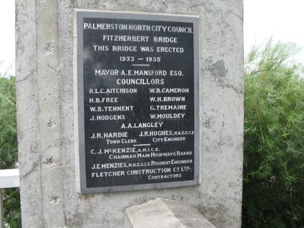 Fitzherbert Bridge Plaque
