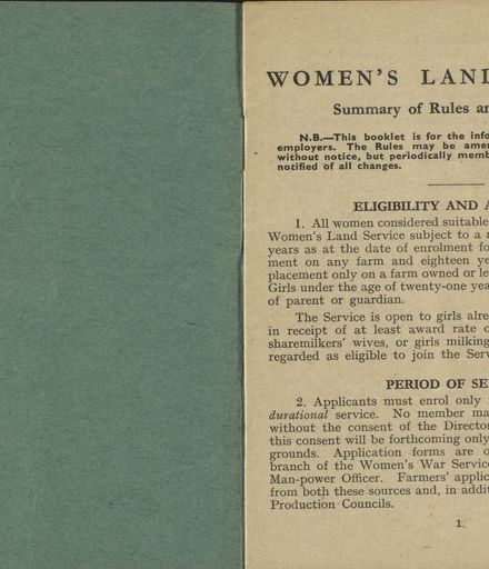 New Zealand Women’s Land Service Handbook of Information: Page 1