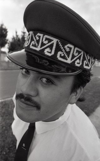 George Rerekura in Māori Warden's Uniform Hat