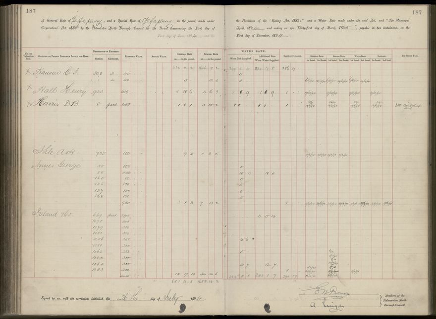 Palmerston North Rate Book, 1893 - 1896, 192