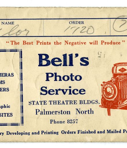 Bell's Photo Service - photography sleeve