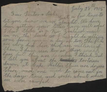 Letter home from Gallipoli during WWI