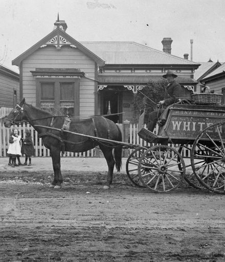 Mr W J Foster driving a Whitehead's delivery cart