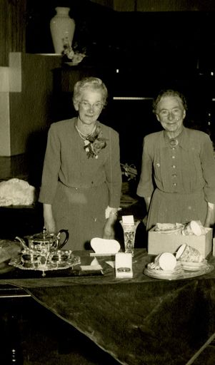 Sylvia Haycock and Miss Heaton at the celebration to mark Miss Haycock’s 50 years of service for C M Ross Co. Ltd