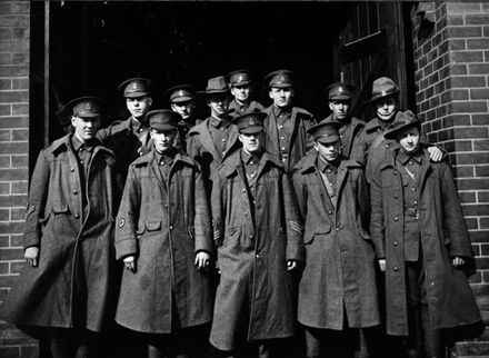 Group of soldiers standing in doorway