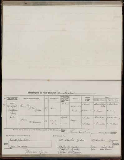 Marriage register 1909- 1927