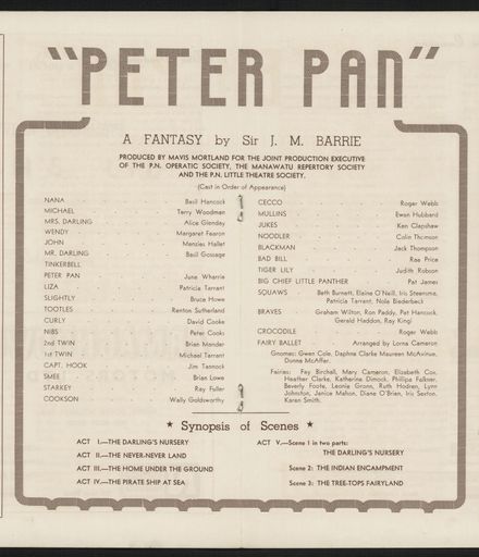 Peter Pan Programme, Palmerston North Opera House6